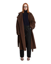 Brown Asymmetric Long Coat | PDP | Antonia