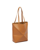 Beige Medium Puzzle Fold Tote | PDP | Antonia