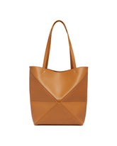 Beige Medium Puzzle Fold Tote | PDP | Antonia