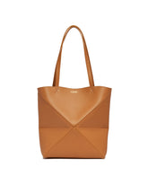 Beige Medium Puzzle Fold Tote | PDP | Antonia