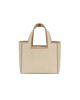 Beige Small Font Tote | PDP | Antonia