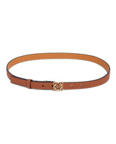 Brown Anagram Thin Leather Belt | PDP | Antonia