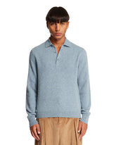 Blue Polo Collar Cashmere Sweater | PDP | Antonia