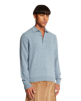 Blue Polo Collar Cashmere Sweater | PDP | Antonia