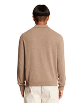 Beige Polo Collar Cashmere Sweater | PDP | Antonia