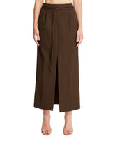 Dark Brown Wool-Blend Skirt - LVIR WOMEN | PLP | Antonia