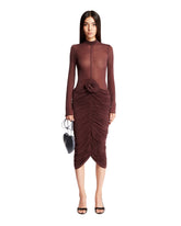 Burgundy Semi-Sheer Midi Dress - Women's clothing | PLP | dAgency