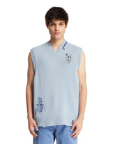 Blue Wool Vest With Logo - Men's knitwear | PLP | dAgency