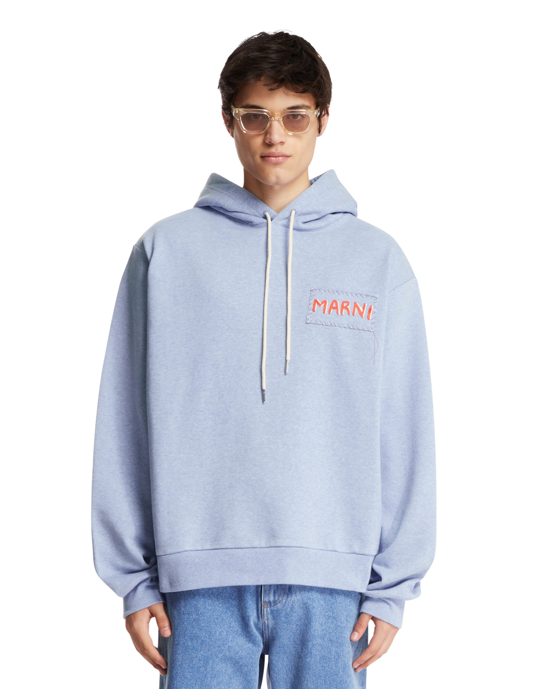 Blue Cotton Logo Hoodie | MARNI - Antonia