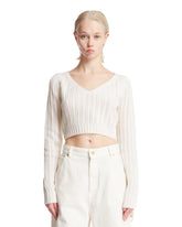 White Cashmere Cropped Sweater - Women's knitwear | PLP | dAgency