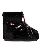 Black Icon Low Faux-Fur Beads Boots | PDP | Antonia