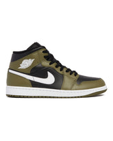 Air Jordan 1 Mid Black and Green Sneakers | PDP | Antonia