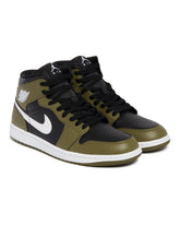 Air Jordan 1 Mid Black and Green Sneakers | PDP | Antonia