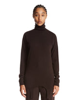 Brown Cashmere Turtleneck Sweater with Garters | PDP | Antonia