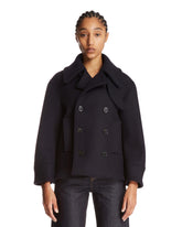 Blue Wool Oversized Peacoat - Women | PLP | Antonia