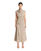 Beige Plaid Draped Dress - SIMKHAI WOMEN | PLP | Antonia