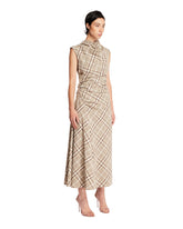 Beige Plaid Draped Dress | PDP | Antonia