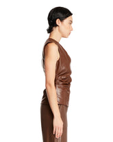 Brown Faux Leather Top | PDP | Antonia