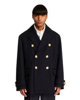 Blue Wool Boxy Peacoat - Men's coats | PLP | Antonia