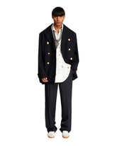 Blue Wool Boxy Peacoat - Men's coats | PLP | Antonia