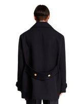 Blue Wool Boxy Peacoat | PDP | Antonia