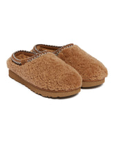 Brown Tasman Maxi Curly Slippers - Women's shoes | PLP | Antonia