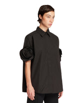 Black Cotton Shirt With Flowers | PDP | Antonia