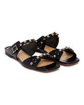 Rockstud Black Leather Sandals - New arrivals women's shoes | PLP | dAgency