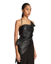 Black Asymmetrical Leather Top | PDP | Antonia