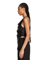 Black Asymmetrical Leather Top | PDP | Antonia