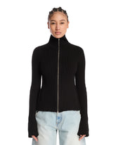 Black Ribbed Zip Cardigan - Women's knitwear | PLP | Antonia