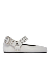 White Biker Flat Ballet Flats | PDP | Antonia