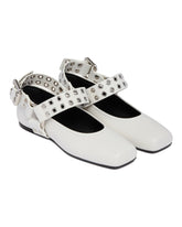 White Biker Flat Ballet Flats | PDP | Antonia