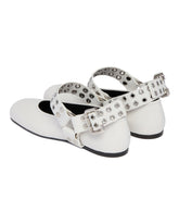 White Biker Flat Ballet Flats | PDP | Antonia