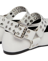 White Biker Flat Ballet Flats | PDP | Antonia