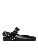 Black Biker Flat Ballet Flats - ALEXANDRE BIRMAN WOMEN | PLP | Antonia