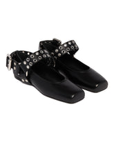 Black Biker Flat Ballet Flats - ALEXANDRE BIRMAN WOMEN | PLP | Antonia