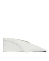 White Satin Stretch Cube Wedge Mules - ALAIA | PLP | Antonia