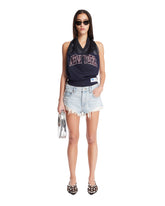 Blue Logo Deconstructed Top - ALEXANDER WANG WOMEN | PLP | Antonia