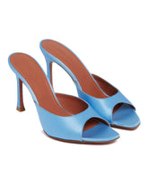 Blue Satin Alexa Slippers - AMINA MUADDI | PLP | Antonia