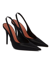 Black Satin Anok Slingbacks - AMINA MUADDI | PLP | Antonia