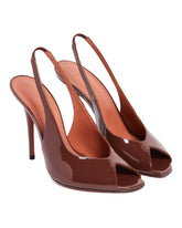 Brown Patent Kristina Sling Pumps - AMINA MUADDI | PLP | Antonia