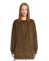 Brown Virgin Wool Cardigan - Women's knitwear | PLP | Antonia