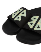 Black and Yellow Slide Pool Sandals | PDP | Antonia