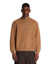 Brown Zip Cashmere Sweater - Men's knitwear | PLP | Antonia