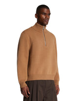 Brown Zip Cashmere Sweater | PDP | Antonia