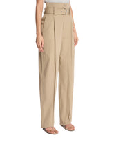 Beige Compact Cotton Pants | PDP | Antonia