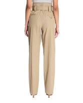 Beige Compact Cotton Pants | PDP | Antonia