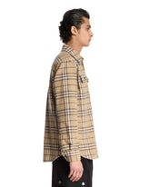 Beige Wool Check Print Shirt | PDP | Antonia