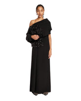 Black Long One-Shoulder Silk Dress - Women's dresses | PLP | Antonia